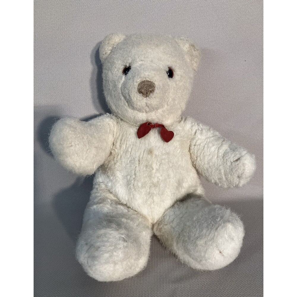 1983 Gund Collector's Classic Limited Edition Red Hearts Teddy Bear Off‎ White